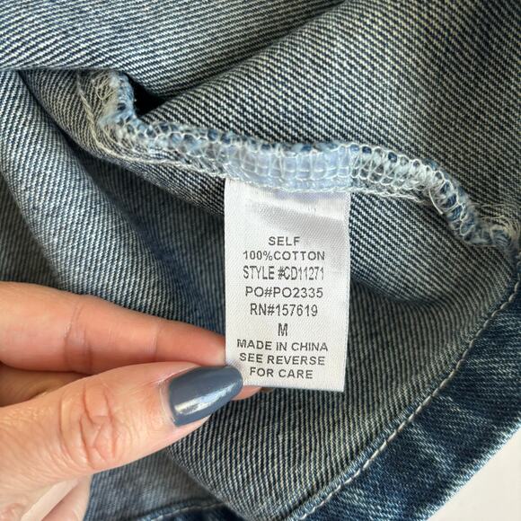 Cloud Ten Blue Denim Overall Casual Cotton Mini Dress Women’s Size Medium NWT - Picture 7 of 9